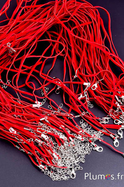 Collier en croûte de cuir - longueur 45 cm - rouge